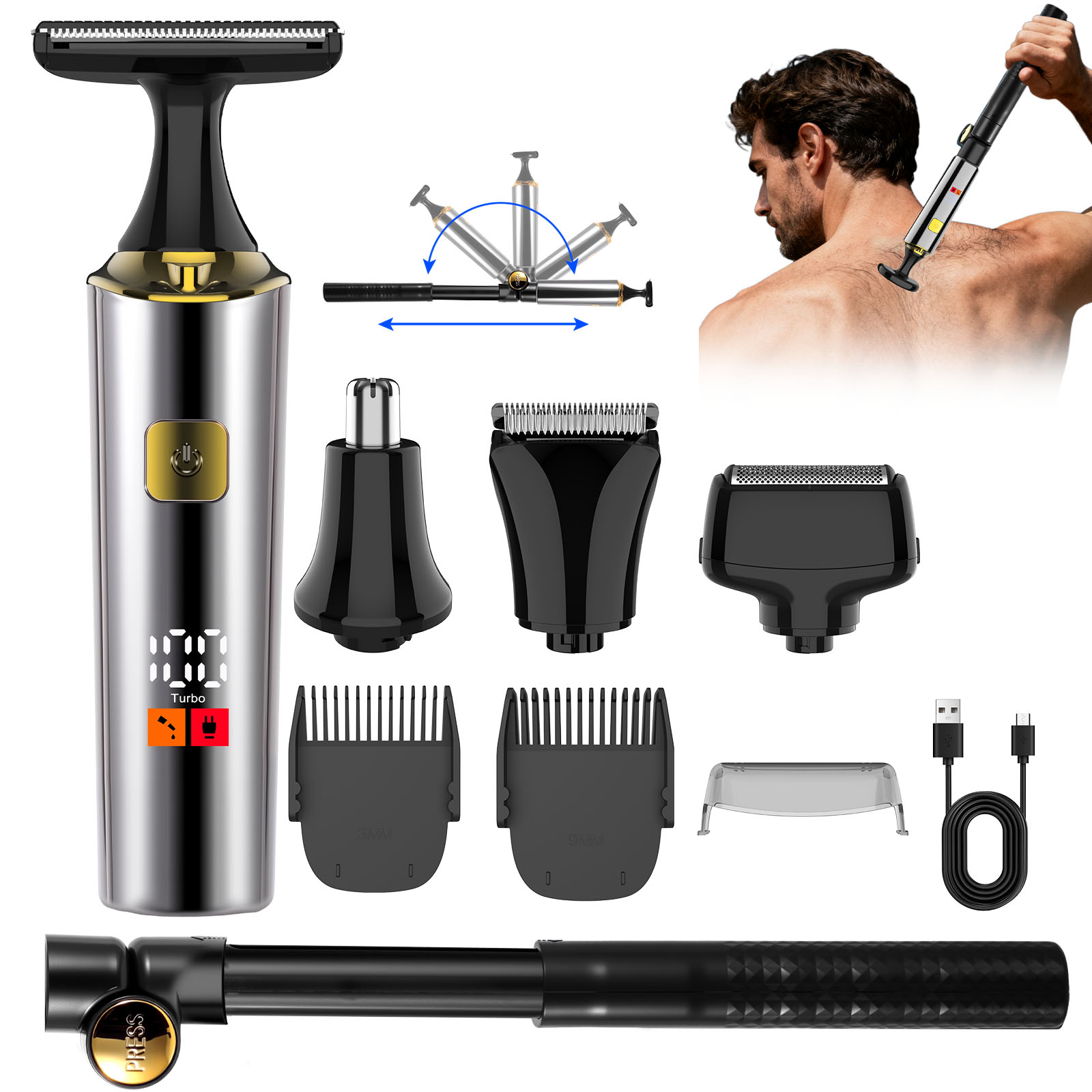 Men Grooming Hygiene - Hatteker Electric Rechargeable Full-Body Trimmer for