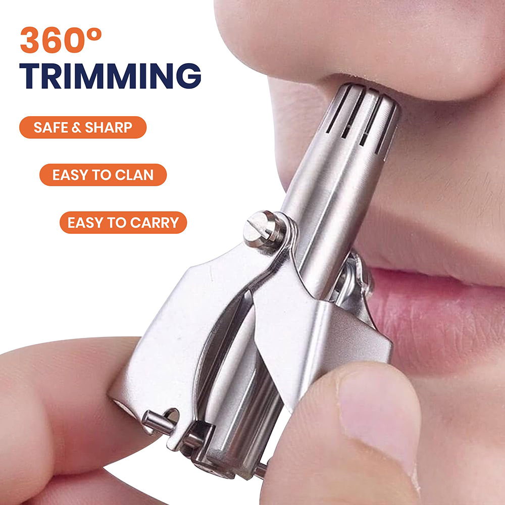 Men'S Grooming Nose Hair Trimmer - Portable Stainless Steel Manual Nose Ear